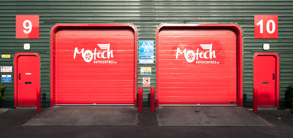 Garage doors at Motech Autocentres, Newbury.
